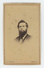 Antique CDV Circa 1870s Large Intimidating Man With Black Beard Suit Perry, NY picture