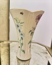 Retired Lenox Morningside Side Cottage Flared Vase Gold Trim 8.5” picture