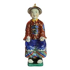 Chinese Porcelain Sitting Mandarin Figurine Ceramic Porcelain Statue Vintage picture