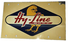 🔥SALE🔥Original Rare Hy-Line Chicken Feed Metal/Tin Double Sided Sign- Vintage picture