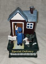 VTG Cast Iron Metal Bank Mailman Special Delivery Beware of Dog Mechanical AS IS picture