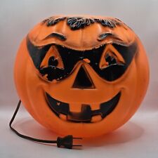 Vintage Blow Mold Halloween Bandit Pumpkin Mask Light Up Works picture