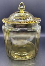 Vintage Indiana Glass Cookie Jar And Lid With Ribbed Sides picture