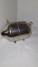 Vintage Metal Piggy Bank Silver Chrome Plated Retro Mid Century 60s 70s picture