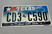 Texas License Plate CD3 C590 Car TX 2009 Clouds Lone Star State Flag Used Colors picture