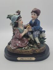 Meerchi Figurine Vintage Boy Girl Doce Flowers Butterfly Resin 1980 Statue 6''   picture