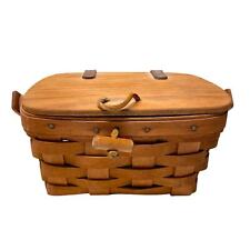 Longaberger 1989 Purse Basket with Hinged Lid Toggle Liner picture