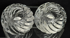 Vintage Crystal Taper Candle Holders Spiral Swirl Cuts Colonial Candle 1.5” Ball picture