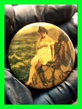 Original Antique Pinup Girl Risque Compact Pocket Mirror 1 Of 6 picture