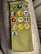 Vintage Boy Scouts Merit Badge Sash BSA 1970s 13 Patches picture
