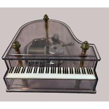 Vintage Piano Shaped Music Box With Gold Accents & White Keys Brass Legs picture