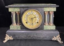 Seth Thomas Adamantine Faux Marble Mantle Clock Antique Cir. 1880 Works With Key picture