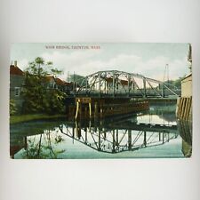 Weir Bridge Taunton Massachusetts Postcard c1910 River Reflection Antique A3330 picture