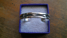 Navajo Sterling Silver Deep Stamped Cuff Bracelet by NORA ~ 33 Grams picture