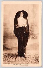 Malta Maltese Lady WB Postcard UNP VTG Unused Vintage Grech E C Malta picture