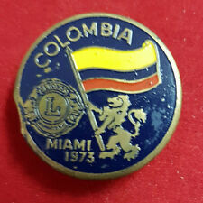 Vintage Lions Club Pin. Colombia. Nice Condition. Screw on Back. Miami '73 picture