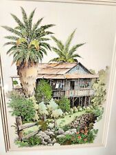 AUTH Original & Signed Pastel on Ink, Kona House by Don D'Witt Honolulu Hawaii. picture