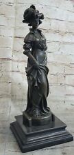 Victorian Genuine Bronze Sculptures, Classical Roman Women Flowers Art Deco NR picture