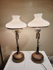 Antique Coleman Quick Lite Kerosene Fashioned Electric Lamps Two Glass Shades picture