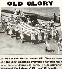Patriotic Vintage July  4th Old Glory Poster Boston American Flag Parade  picture