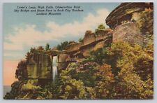 Lover's Leap High Falls Sky Bridge Lookout Mountain TN Vintage Linen Postcard picture