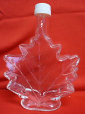 Thick Glass Leaf Shape Bottle Homemade Maple Syrup Gift Clear Made USA 48mm. 25t picture