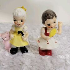 Vintage JAPAN UCAGCO 1950s Ceramic Figurine Girl lot of two teddy bear picture