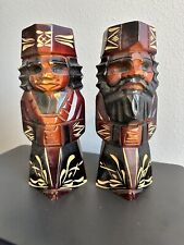 Vintage Japanese Totem Hand Carved Ainu Wood Statues Pair Hokkaido Nipopo Wooden picture