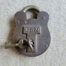 USN Pad Lock Antique Vtg #2 Admiralty English Solid Brass WORKING w/ Both Keys picture