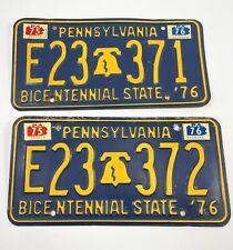 Pennsylvania PA License Plate 1976 Bicentennial E23 371 & 372 Numerical Order 2 picture