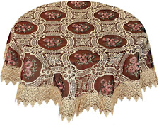 Small Vintage Burgundy Lace Tablecloth for Coffee Table round 36 Inch picture