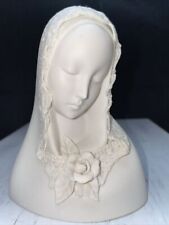 Cybis Vintage Bisque Madonna Bust Delicate Lace Veil Flower Porcelain Signed picture