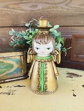Vintage 1960’s Dickson Paper Mache Angel Girl Candlestick Green Gold Japan picture