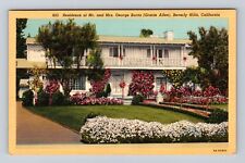 Beverly Hills CA- California, Residence Of George Burns, Vintage Postcard picture