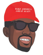 LARGE 3 x 4 inch KANYE with TRUMP HAT Sticker - MAGA 2024 picture