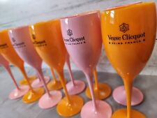12 VEUVE CLICQUOT YELLOW AND PINK ROSE ACRYLIC CHAMPAGNE FLUTES TOTAL NEW picture