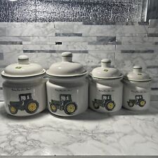 Vintage John Deere Tractor 4 Piece Kitchen Canister Set by Gibson Farm Garden picture