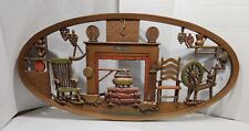 Vintage Mid-Century Burwood Products 3-D Wall Plaque Fireplace Hearth 33