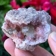 Pink Amethyst Crystals Geode Sandwich With Calcite | 173 grams picture