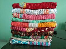 Mix Lot 10 PC Indian Quilt Handmade Throw Twin Kantha Vintage Reversible Blanket picture