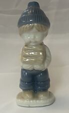 Country Boy Figurine Carrying Wood Lumberjack 3.5” Tall Porcelain Winter Decor picture