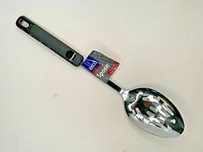 Vintage 1997 EKCO Chrome Plated Slotted Spoon Black Handle - New picture