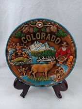 Vintage COLORADO State Souvenir Plate FISHING SKIING RAFTING picture