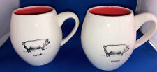 Rae Dunn M Vintage HTF Farm Line- Mug: Oink Pig Red inside Magenta Lot Of 2 picture