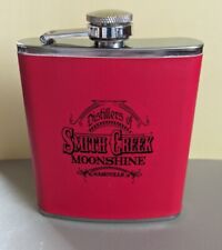 Unique Smith Creek Moonshine Stainless Steel Leather Wrapped Red Flask/7 oz. picture