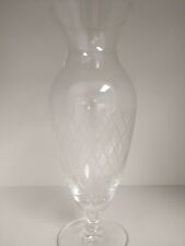 Hand Blown Glass  Clear Tall Hurricane / Vase Etched 9.5 picture