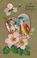 VALENTINE'S DAY - Dressed Up Couple In Heart A Loving Thought Postcard - 1910 picture