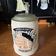 HOFBRAUHAUS MUNCHEN GERMANY LIDDED BEER STEIN 4.5” Tall Small picture