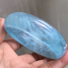 56.5mm Natural Blue Aquamarine Crystal Gemstone Bangle Bracelet Handmade picture