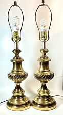 Pair Of Vintage Brass Leviton Lamps 27” To Finial picture